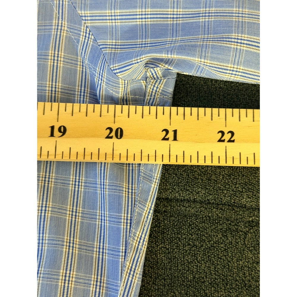 UNTUCKit Mens Small Blue Plaid Wrinkle Free Two Ply Cotton Button Down Shirt - Picture 5 of 7